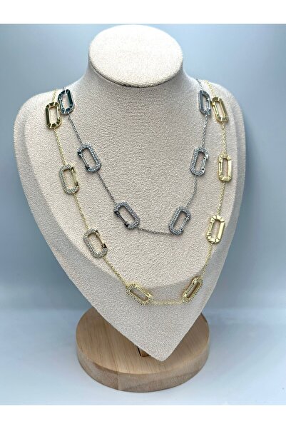 MyladyAccessoriess Geometrik Kolye (Çelik) (48Cm) Gümüş