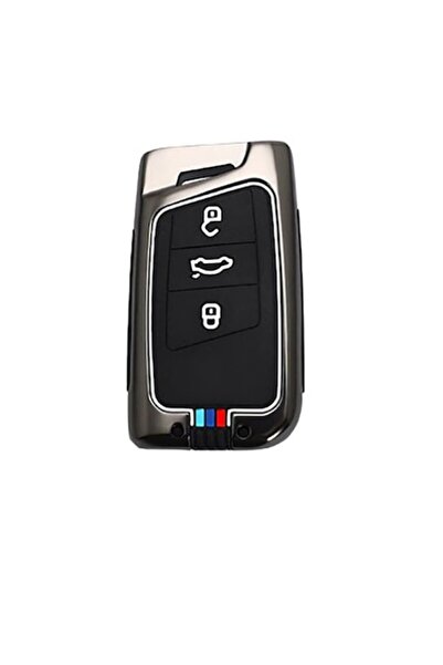 OEM Husa cheie premium din aluminiu negru VW Passat B8, Tiguan, Magotan, Golf...