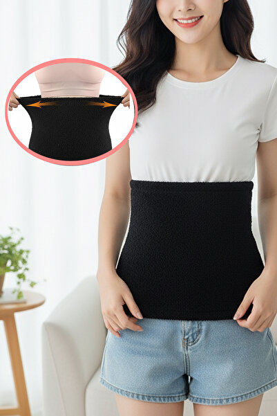 Leiste Black Unisex Plush Waist Corset Waist Warmer Prevents Pain - Supports