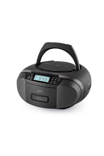 JVC RC-E444B stereo CD radio cassette player, 4W RMS, Bluetooth, USB, LCD display, clock, black