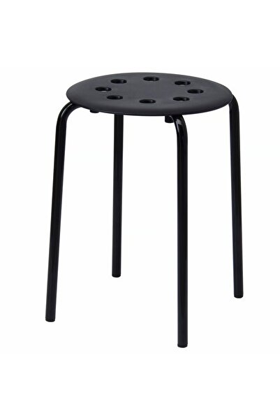 EliteEco مقعد ماريوس من ايكيا، أسود، 45 سم، قابل للتكديس، خفيف الوزن ومتين، يوفر المساحة للمكتب المنزلي