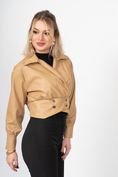 MissVina Bluză din piele asimetrică ChromeEdge – 7759