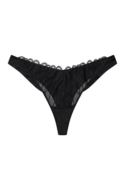 ESOTIQ Women's Thong Panties Lace Briefs G-String with Embroidered Mesh Front & Ruffle | Olyvia