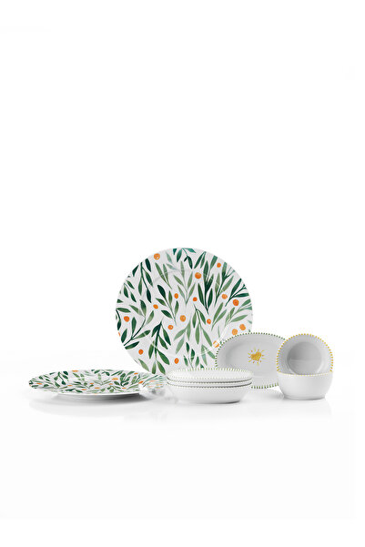 Kütahya Porselen Verde Natura 8 Piece Breakfast Set for 2 People