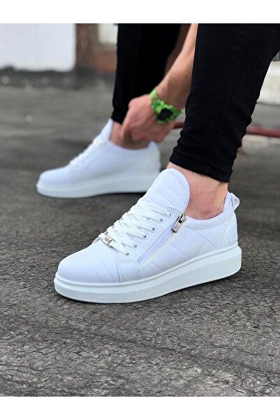 Wagoon WG502 White Quilted Men's Casual Shoes