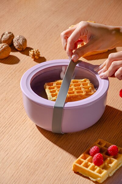 Le murano Moca Stoneware Airtight Storage Container with Transparent Lid 1000 ml | Purple