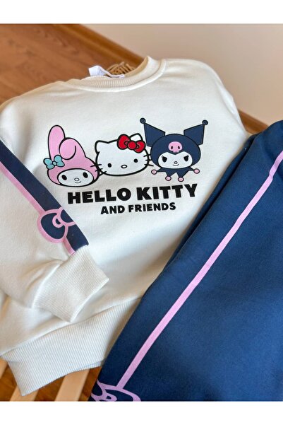 Pinkitokids Striped Back Printed Girls' Suit