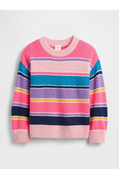 GAP Kız Çocuk Çok Renkli Relaxed Intarsia Kazak