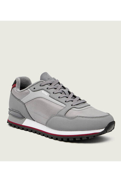 BOSS Men's Thick Heel Leather Lace-Up Comfortable Sole Gray Sneaker 50552914-036