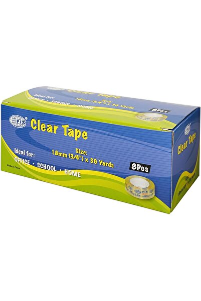 FİS شريط شفاف 3/4 بوصة (18 مم) × 36 ياردة (34 مترًا) - عبوة من 8 قطع