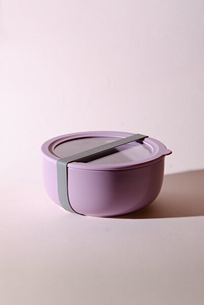 Le murano Moca Stoneware Airtight Storage Container with Transparent Lid 1000 ml | Purple