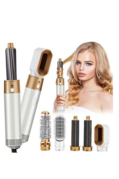 HYX 5-in-1 Hot Air Brush — Dryer, Straightener & Curling Brush with 5 Interchangeable Barrels