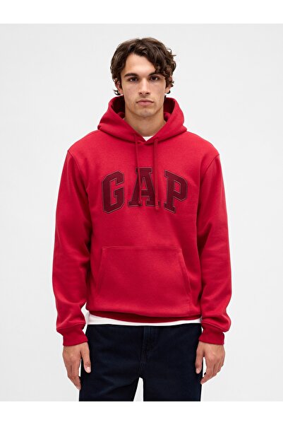 GAP Erkek Kırmızı VintageSoft Arch Logo Sweatshirt