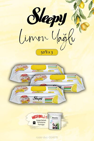 Sleepy 3'lü 50 Yaprak Mutfak Havlusu Limon Yağlı, ROSIE Hediye