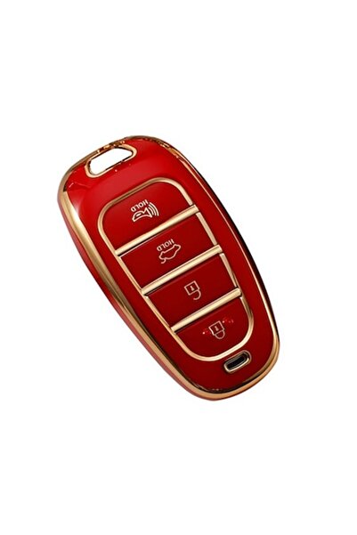 OEM Red key cover for 3-4 button Hyundai Santa Fe Tucson 2020-2022 NEXO NX4 S...