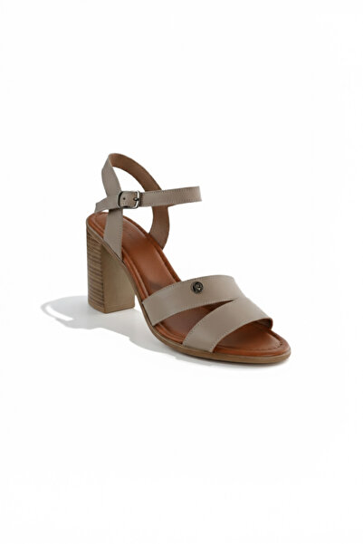 Pierre Cardin Women's Pc-7089 Cross-Strapped Thick Heeled Sandals - Mink