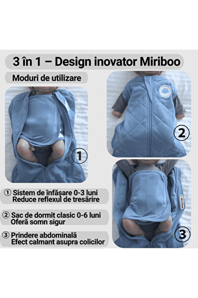 Miriboo Baby Changing System, Convertible, 0-6 Months, 1 TOG, PREMIUM Bamboo, Temperature Indicator