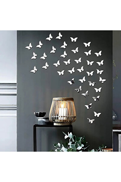 MaffStuff Oglinzi Acrilice Autoadezive Fluturi Argintiu 40×4x3 cm + 60×3x2 cm...