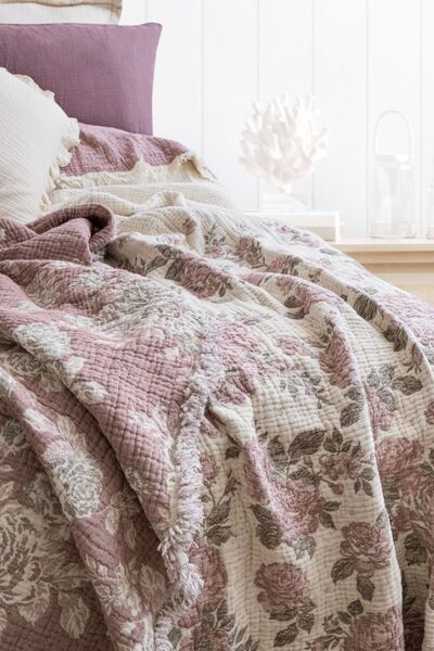 MEET MAYA NATURAL Rose Pattern Pink 7 Layer Muslin Quilt 240*260
