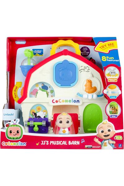 Cocomelon JJ Musical Barn Playset - Battery Operated, 8 Sensory Features, Figurine & Carry Case