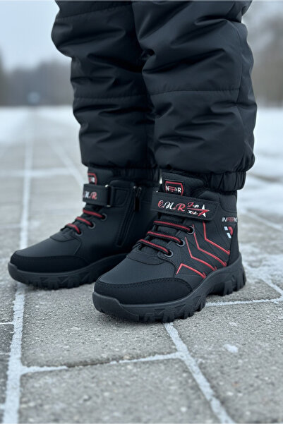 TOFİSA Girl's Red Plush Faux Leather Boots - 28030-Red