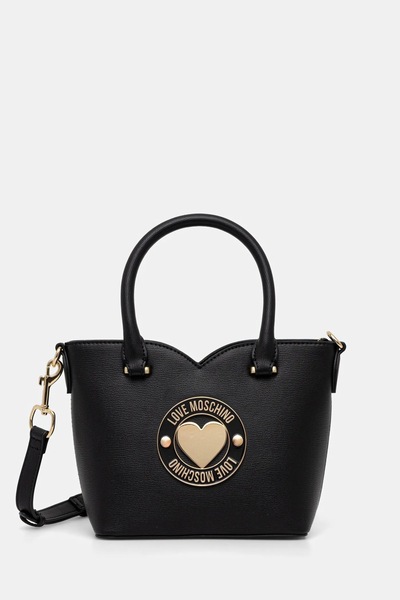 Love Moschino Women's Heart Pattern Metallic Logo Detachable Long Strap 100% ...