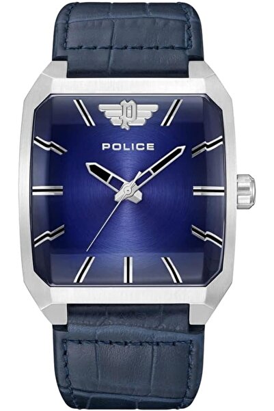 Police ساعة رجالية تناظرية - مينا أزرق، حزام جلدي أزرق (PEWJA0006001)