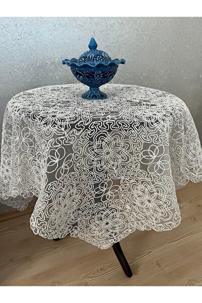 BRL ÇEYİZ HOME مفرش طاولة فيسكوس من التول المزين بالدانتيل
