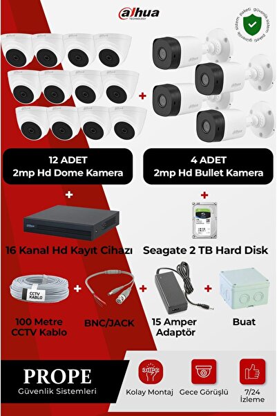 DAHUA PG-DH16C00001HD-FL216ST 16 Kameralı Hd Full Sistem Paketi