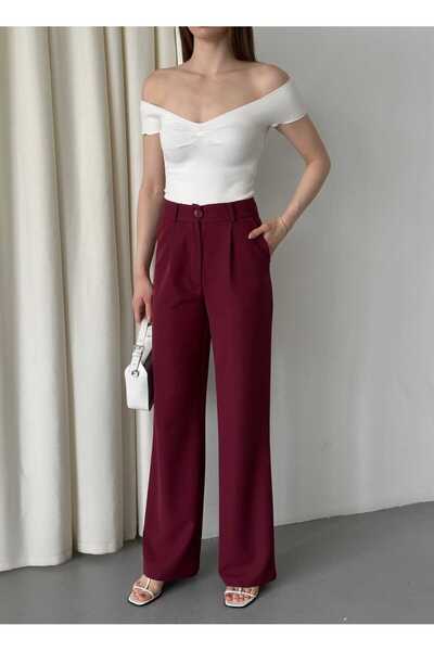 Milamia Pantaloni clasici din țesătură cu picioare largi (palazzo) pentru fem...