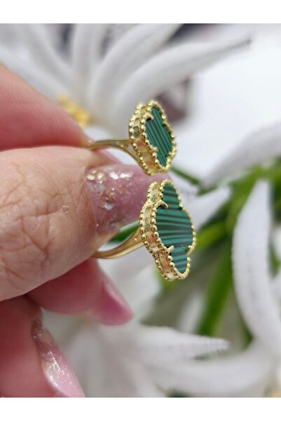 argint 925 GREEN CLOVER RING