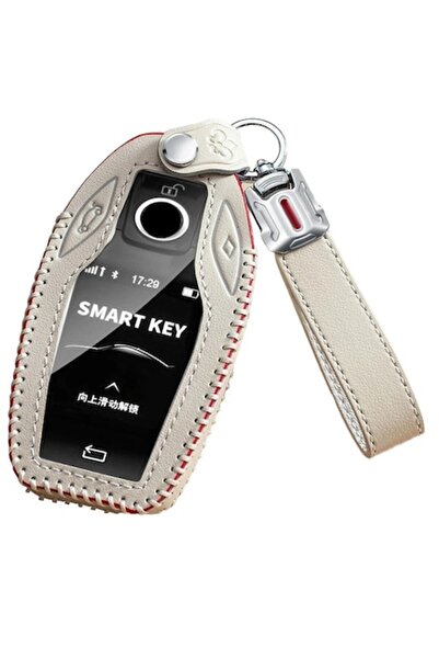 OEM Husă cheie inteligentă BMW cu afișaj, piele albă X1 X3 X5 X6 X7 F30 G20 F...