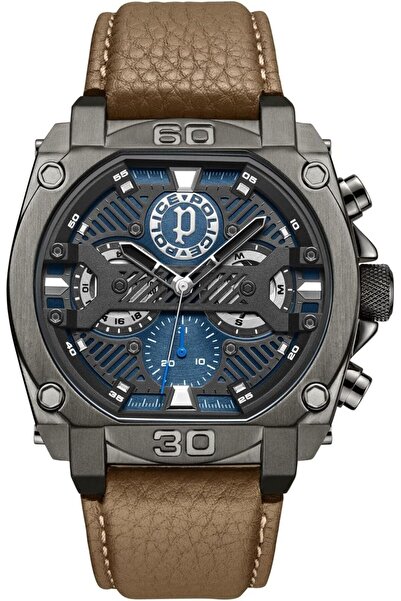 Police ساعة نوروود كرونوغراف للرجال بقطر 45 مم وسوار جلدي