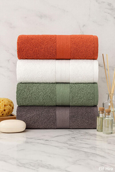 Elif Mira 4-Piece Hand and Face Towel Set 100% Cotton 50X85 cm Aura