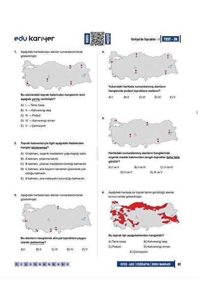 Edu Kariyer Coğrafyanın Kodları 2026 KPSS-AGS Coğrafya Video Çözümlü Soru Bankası