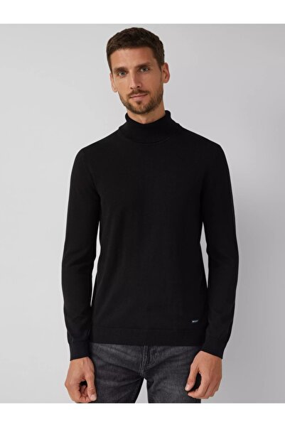 s.Oliver Men's high-neck sweater, cotton, Black, 3XL