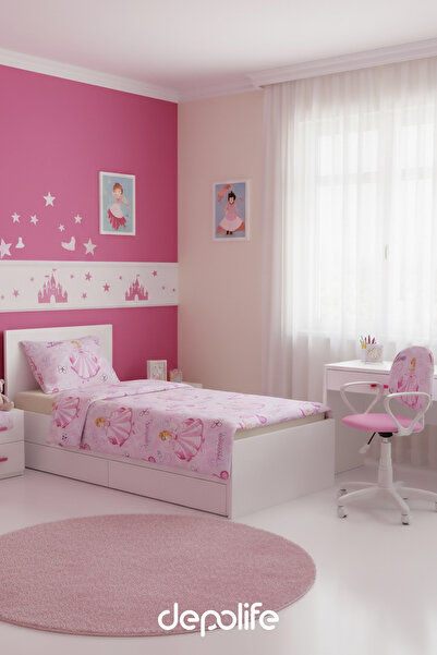 Depolife Tek Kişilik Çarşaf Yastık Kılıfı Yorgan Kılıfı Prenses Desenli Çift ...