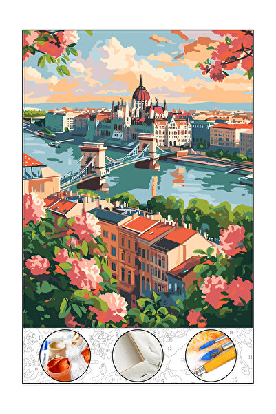 abbara Sayılarla Boyama Hobi Seti Çerçeveli Tuval Fırça Boya Dahil Kasnaklı 4...