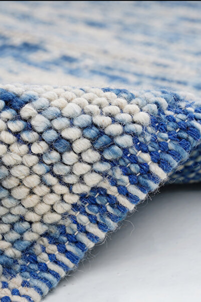 Naar Halı Nepal 3581 Mavi El Dokuma Kalın Bambu Halı