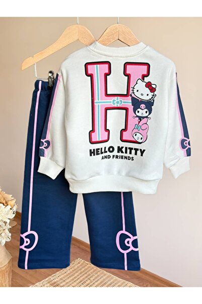 Pinkitokids Striped Back Printed Girls' Suit