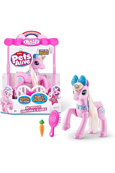 Pets Alive لعبة زورو الروبوتية التفاعلية على شكل وحيد القرن السحري والمستقر (للأعمار من 3 سنوات فما فوق)