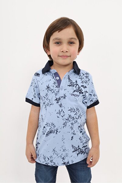 Toontoy Tricou cu mânecă scurtă, cu guler polo și nasturi, cu imprimeu pentru...