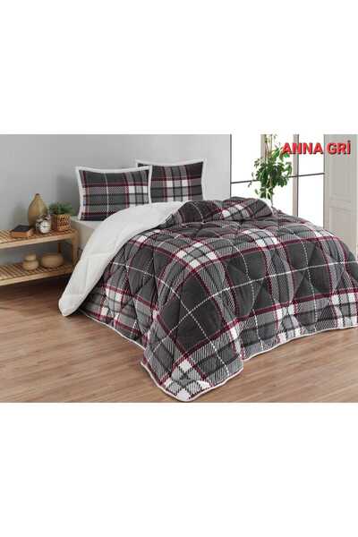 Romans Tek Kişilik Yorgan Seti Comforter Anna Gri (1 Yorgan + 1 Yastık Kılıfı)