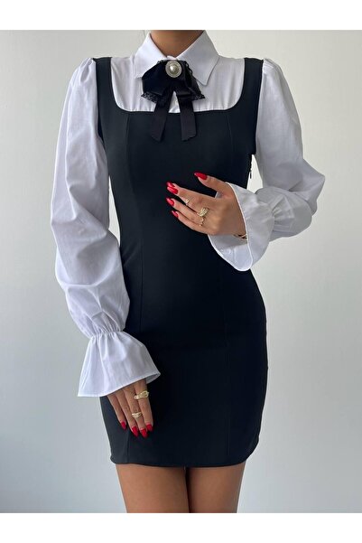 Lady Pixie Mini Dress with Collar Brooch