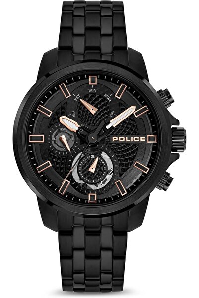 Police ساعة نيوبورت متعددة الوظائف للرجال 43 مم بمينا رمادي وسوار من الفولاذ ...