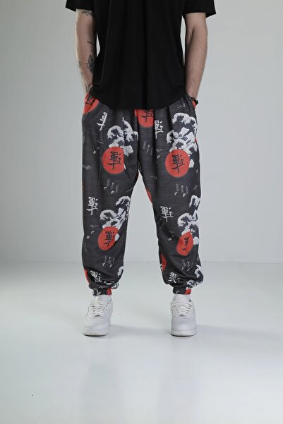 FG KONNİCHİWA Snake Pattern Chinese Unisex Ethnic Patterned Elastic Waist and Legs Casual Hippie Bohemian with Pockets