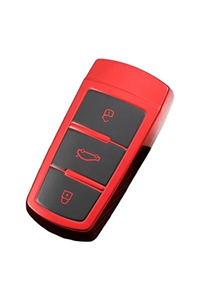 OEM Smart key case for Volkswagen Passat/CC (B6/B7, 3C, M6), glossy red, for start-stop cars
