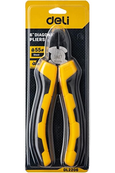 Deli 6 Inch Diagonal Cutting Pliers, Black/Yellow