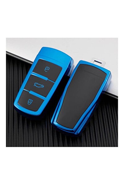 OEM Smart key cover for Volkswagen VW CC / Passat B6/B7/3C M6 - Blue (for start-stop cars)