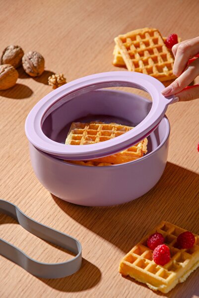 Le murano Moca Stoneware Airtight Storage Container with Transparent Lid 1000 ml | Purple